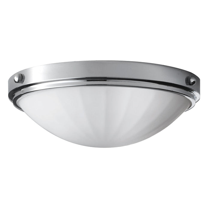 IP44 2 Bulb Flush Light Inverted Dome Glass Shade Polished Chrome LED E27 60W Loops