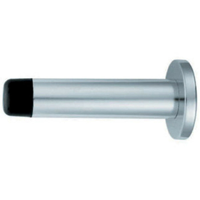 Wall Mounted Doorstop Cylinder on Round Rose 72 x 16mm Polished Aluminium Loops