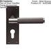 PAIR Knurled Round Handle on Slim Euro Lock Backplate 150 x 50mm Matt Bronze Loops