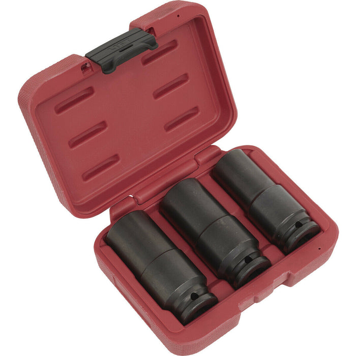 3 PACK - 17mm 19mm 21mm Counter Weighted Impact Socket Set - 1/2" Square Drive Loops