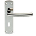 4x Curved Bar Lever Door Handle on Lock Backplate 172 x 44mm Polished Steel Loops