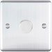1 Gang 400W 2 Way Rotary Dimmer Switch SATIN STEEL Light Dimming Wall Plate Loops