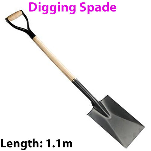Heavy Duty 1100mm Square Digging Spade PYD Handle Landscaping Gardening Tool Loops