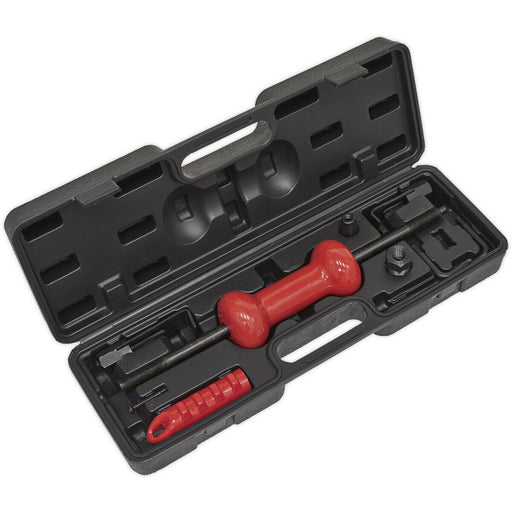 9 Piece 2kg Slide Hammer Kit - Rubber Grip Handle - Tough Storage Case Loops