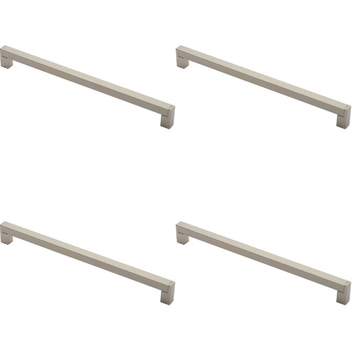 4x Square Section Bar Pull Handle 335 x 15mm 320mm Fixing Centres Satin Nickel Loops