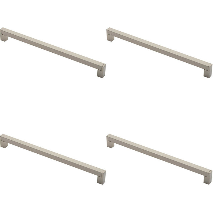 4x Square Section Bar Pull Handle 335 x 15mm 320mm Fixing Centres Satin Nickel Loops