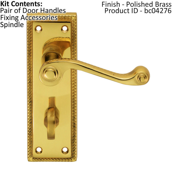 PAIR Reeded Design Scroll Lever on Bathroom Backplate 150 x 48mm Polished Brass Loops
