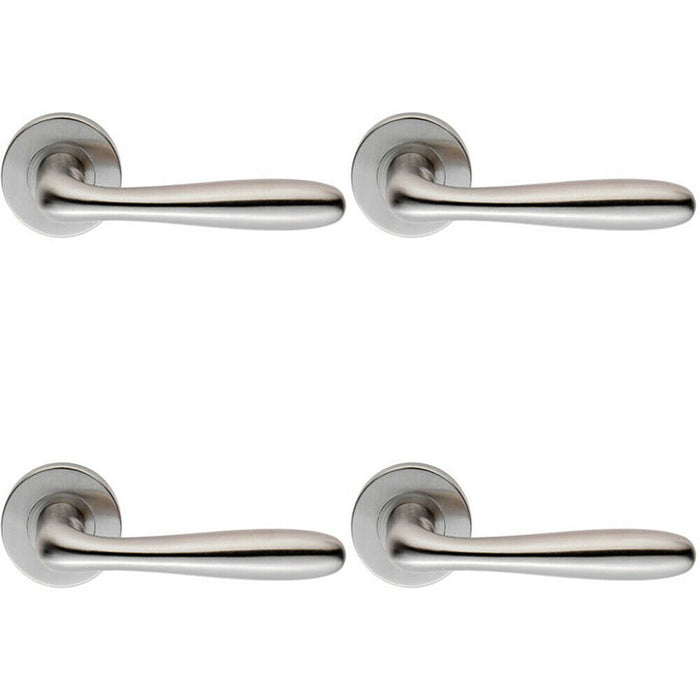 4x PAIR Smooth Rounded Bar Handle on 8mm Round Rose Concealed Fix Satin Steel Loops