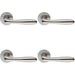 4x PAIR Smooth Rounded Bar Handle on 8mm Round Rose Concealed Fix Satin Steel Loops