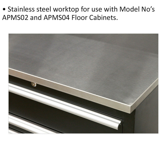 1550mm Stainless Steel Worktop for ys02602 & ys02604 Modular Floor Cabinets Loops