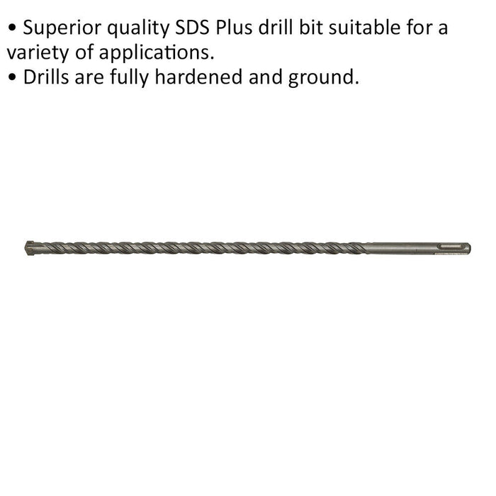 10 x 360mm SDS Plus Drill Bit - Fully Hardened & Ground - Smooth Drilling Loops