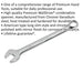15mm Steel Combination Spanner - Long Slim Design Combo Wrench - Chrome Vanadium Loops