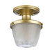 1 Bulb Flush Light IP44 Painted Natural Brass LED E27 60W Bulb Loops
