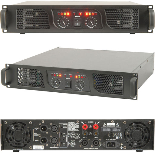2800W Stereo Power Amplifier Professional 2 Ohm DJ Speaker System 19" 2U Rack Loops
