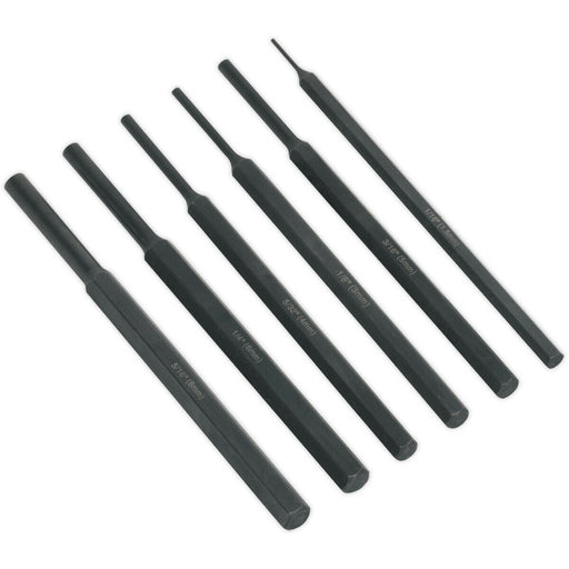 6 Piece Parallel Pin Punch Set - Hardened & Tempered - Corrosion Resistant Loops