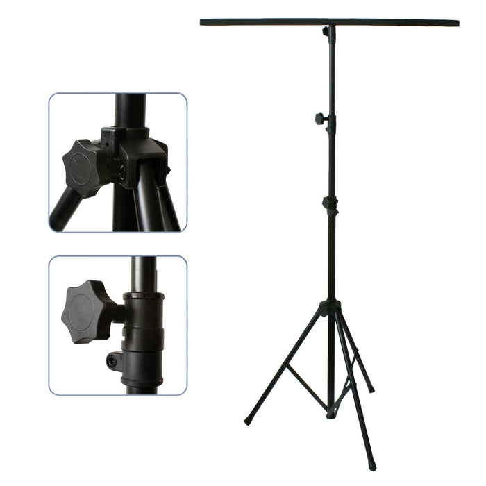 2.5m Lighting Stand & 4 Light Mounting T Bar Adjustable Photography Tripod Kit Loops