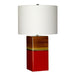 Table Lamp Ceramic Cream Linen Empire Shade Red & Yellow Glaze LED E27 60W Loops