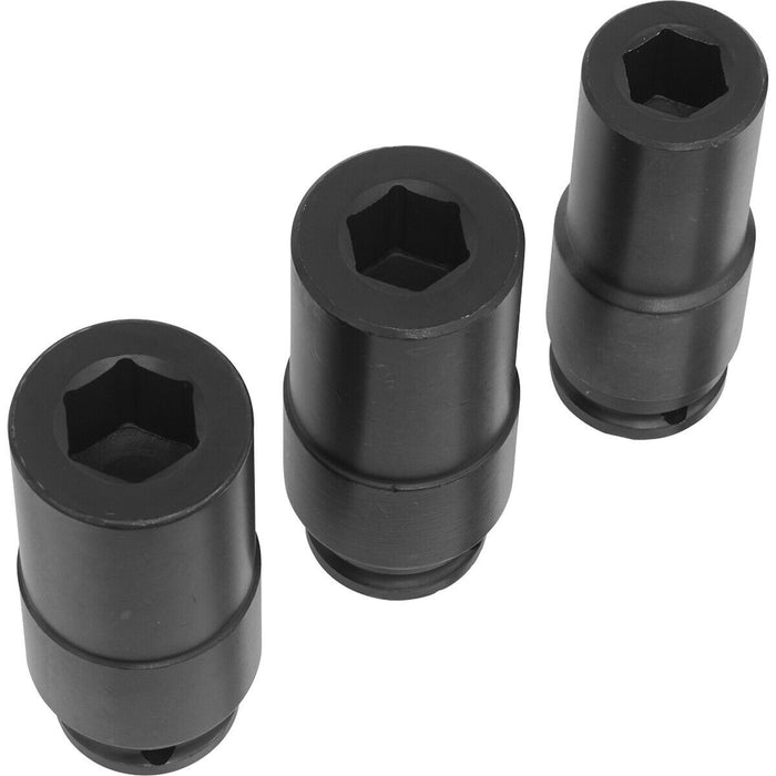 3 PACK - 17mm 19mm 21mm Counter Weighted Impact Socket Set - 1/2" Square Drive Loops