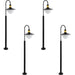 4 PACK IP44 Outdoor Bollard Light Black & Gold Curved Arm Post 1x 60W E27 Loops