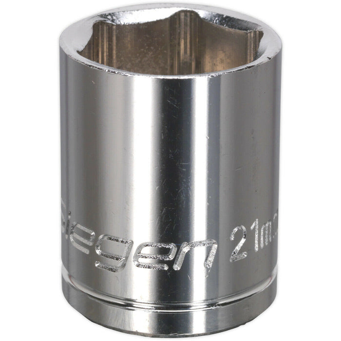 21mm Chrome Plated Drive Socket - 1/2" Square Drive - High Grade Carbon Steel Loops
