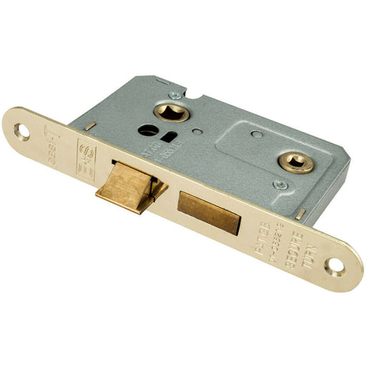 Locking Bathroom Door Sashlock Latch Radius Forend 64mm Electro Brassed Loops