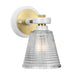 IP44 Wall Light Patterned Glass Downlight White Aged Brass LED G9 3.5W Loops