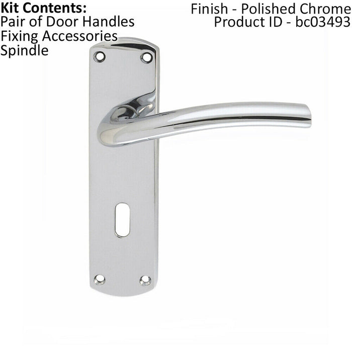 Rounded Curved Bar Handle on Lock Backplate 170 x 42mm Polished Chrome Loops