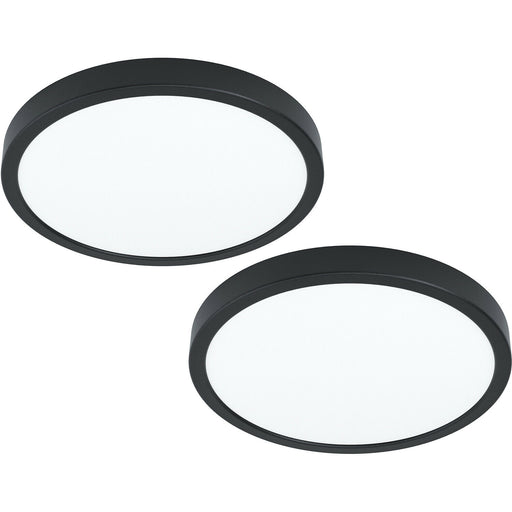 2 PACK Wall Flush Ceiling Light Black Shade Round White Plastic LED 20W Included Loops
