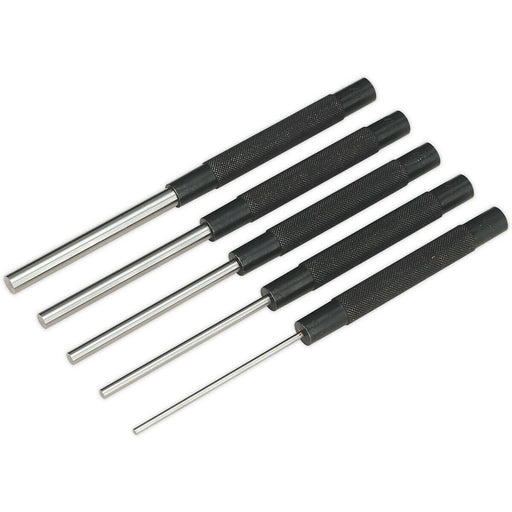5 Piece Long Pattern Parallel Pin Punch Set - 200mm Length - Hardened & Treated Loops