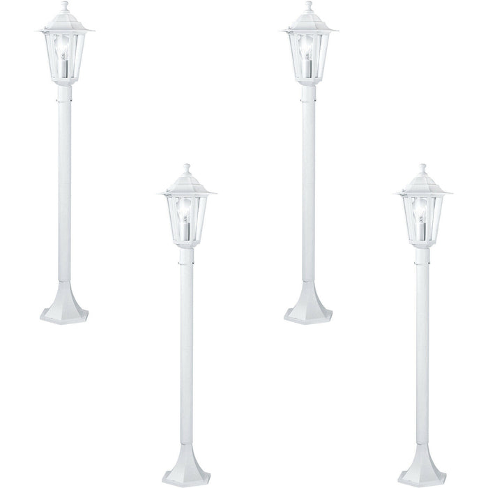 4 PACK IP44 Outdoor Bollard Light White Aluminium Lantern 60W E27 Lamp Post Loops