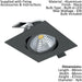 Wall / Ceiling Flush Downlight Black Aluminium 6W Built in LED 2700K Loops