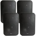 4x 6.5" 200W Moisture Resistant Stereo Loud Speakers 8Ohm Black Wall Mounted