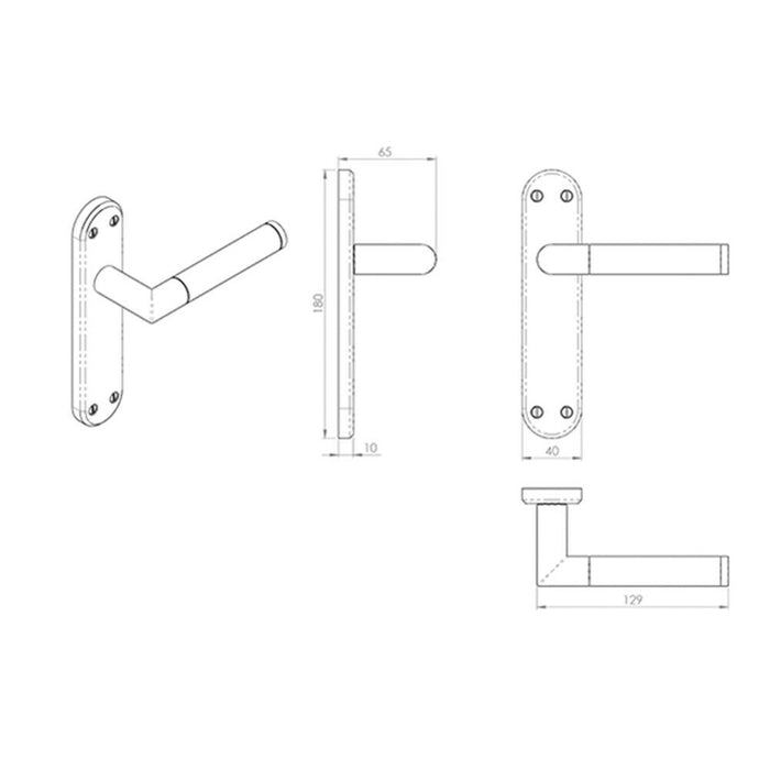 4x Round Bar Lever on Latch Backplate Door Handle 180 x 40mm Polished Chrome Loops