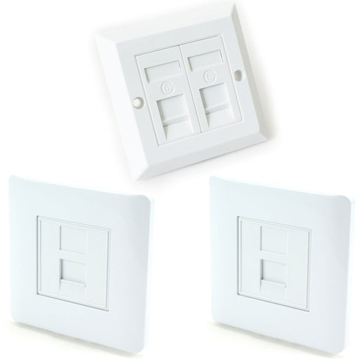 Double & 2x Single CAT6 Wall Face Plates RJ45 Ethernet Network Data Socket Loops