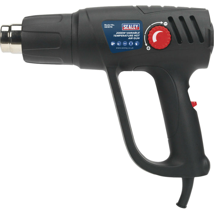 2000W Hot Air Gun Kit - Variable Temperature - Four Nozzles & Scraper - Case Loops