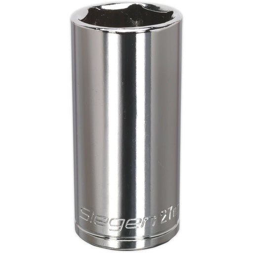 27mm Chrome Plated Deep Drive Socket - 1/2" Square Drive High Grade Carbon Steel Loops