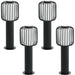 4 PACK IP44 Outdoor Pedestal Light Black Steel 1x 28W E27 Wall Gate Lamp Loops