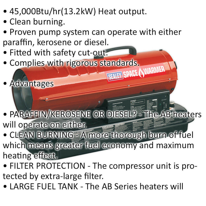 Industrial Space Warmer - Paraffin / Kerosene / Diesel Heater - 45000 Btu/hr Loops