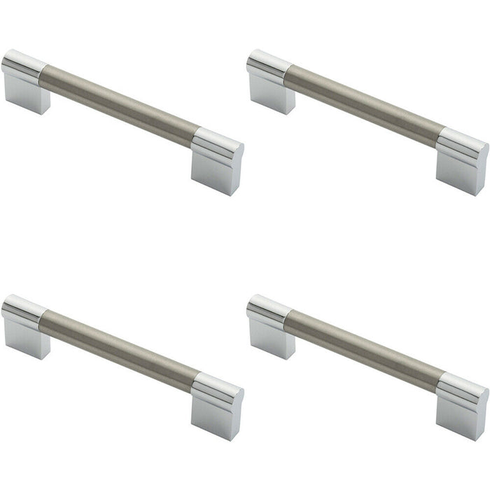 4x Keyhole Bar Pull Handle 140 x 14mm 128mm Fixing Centres Satin Nickel & Chrome Loops