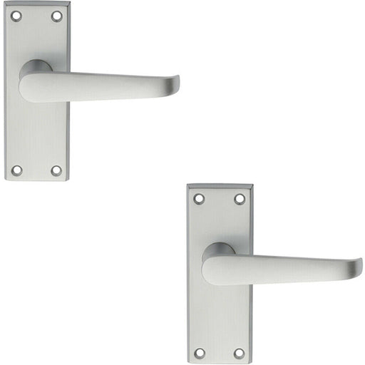 2x PAIR Straight Handle on Short Latch Backplate 118 x 42mm Satin Chrome Loops