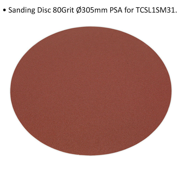 305mm LARGE PSA Sanding Disc - 80 Grit - Aluminium Oxide Round Grinding Sheet Loops