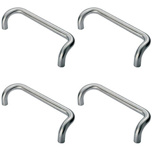 4x Cranked Pull Handle 325 x 25mm 300mm Fixing Centres Satin Stainless Steel Loops