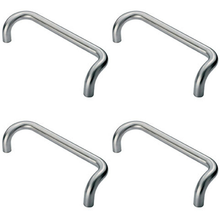 4x Cranked Pull Handle 325 x 25mm 300mm Fixing Centres Satin Stainless Steel Loops
