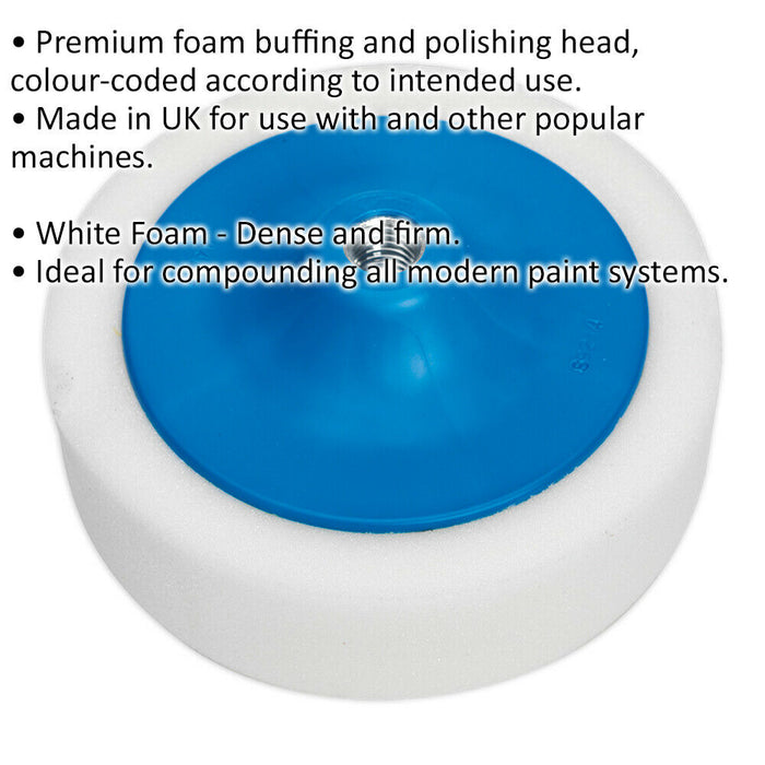 Buffing & Polishing Foam Head - 150 x 50mm - 5/8" UNC Thread - Dense & Firm Loops