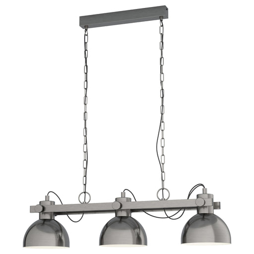 Hanging Ceiling Pendant Light Gloss Nickel Industrial Shade 3 Bulb Kitchen Lamp Loops