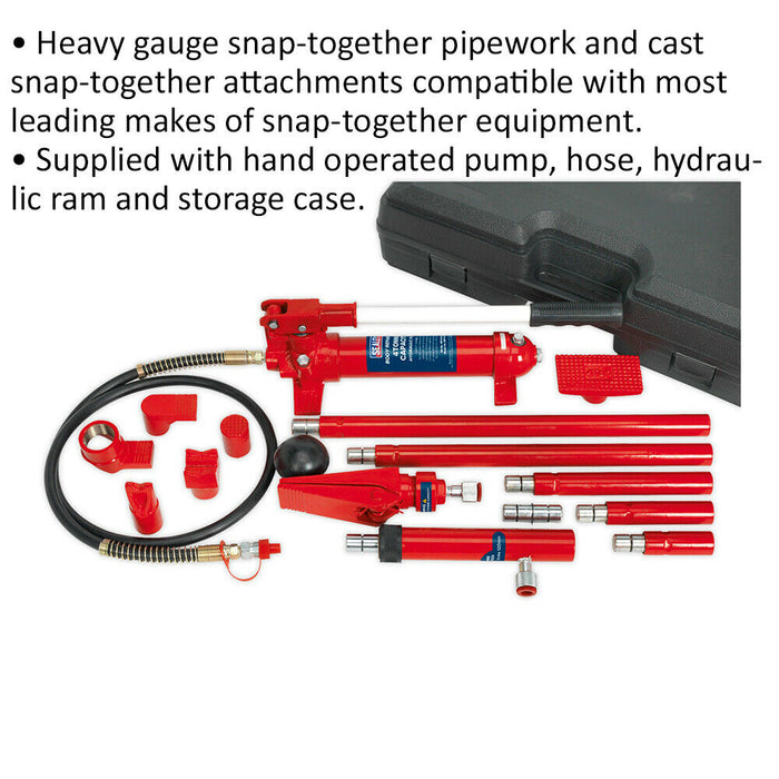 4 Tonne Snap Hydraulic Body Repair Kit - Hand Operated Pump - Heavy Duty Loops