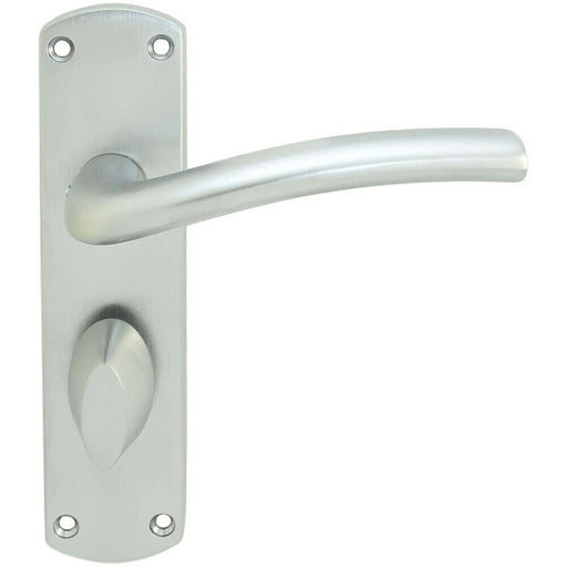 Rounded Curved Bar Handle on Bathroom Backplate 170 x 42mm Satin Chrome Loops