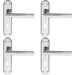 4x Round Bar Lever on Lock Backplate Door Handle 180 x 40mm Polished Chrome Loops