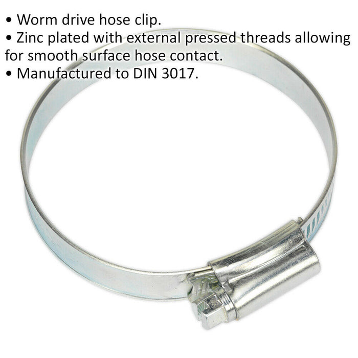 30 PACK Zinc Plated Hose Clip - 51 to 70mm Diameter - External Pressed Threads Loops