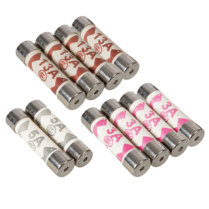 10 PACK Replacement Electrical Fuses 4x 3A 4x 13A 2x 5A Standard UK Plug Top Loops